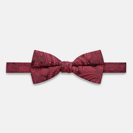 Turio Paisley Silk Bow Tie, Burgundy, hi-res